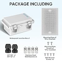 Vista 6 de TICONN - Caja de conexiones eléctricas impermeable IP67 con carcasa de plástico ABS con tapa con bisagras con placa de montaje, soportes de pared