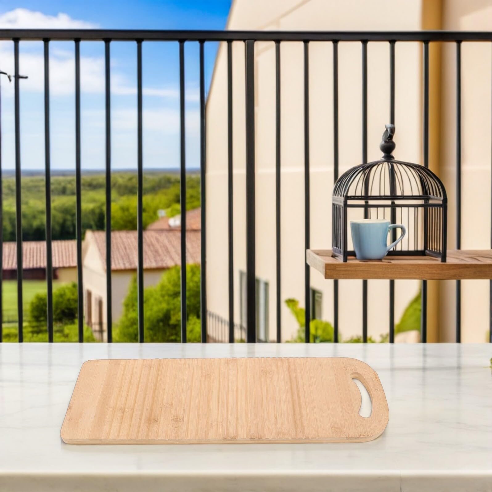 SOIMISS Planche à Laver Manuelle en Bambou 55cm pour Linge Domestique