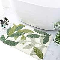 Vista 6 de ZebraSmile 16 X 24 in Small Bathroom Rugs Green Leaves Microfiber Bath Mat Water Absorbent Bathroom Rug with Non Slip Back for Wash Basin Shower