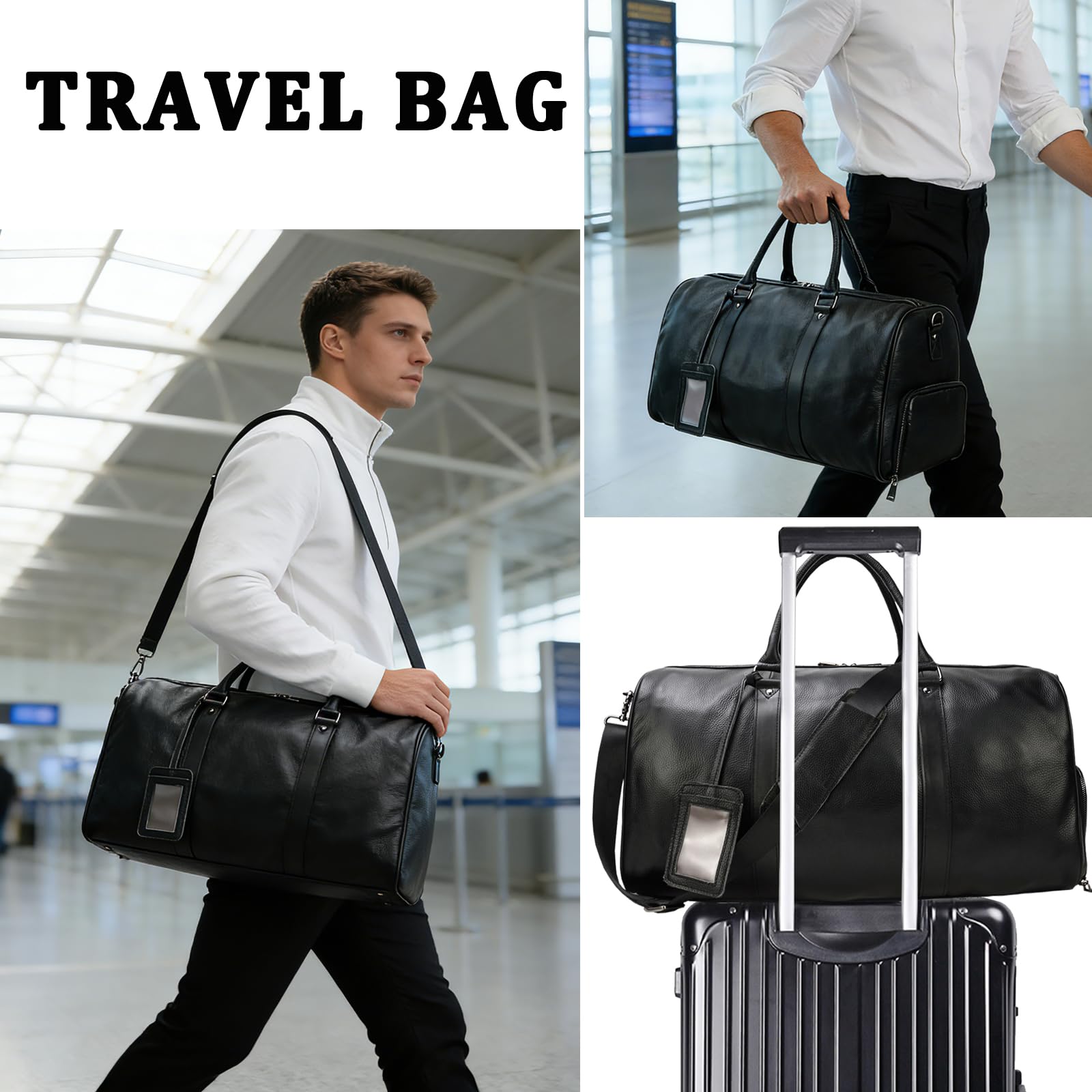 Reisetaschen Herren Echt-Leder Weekender Tasche