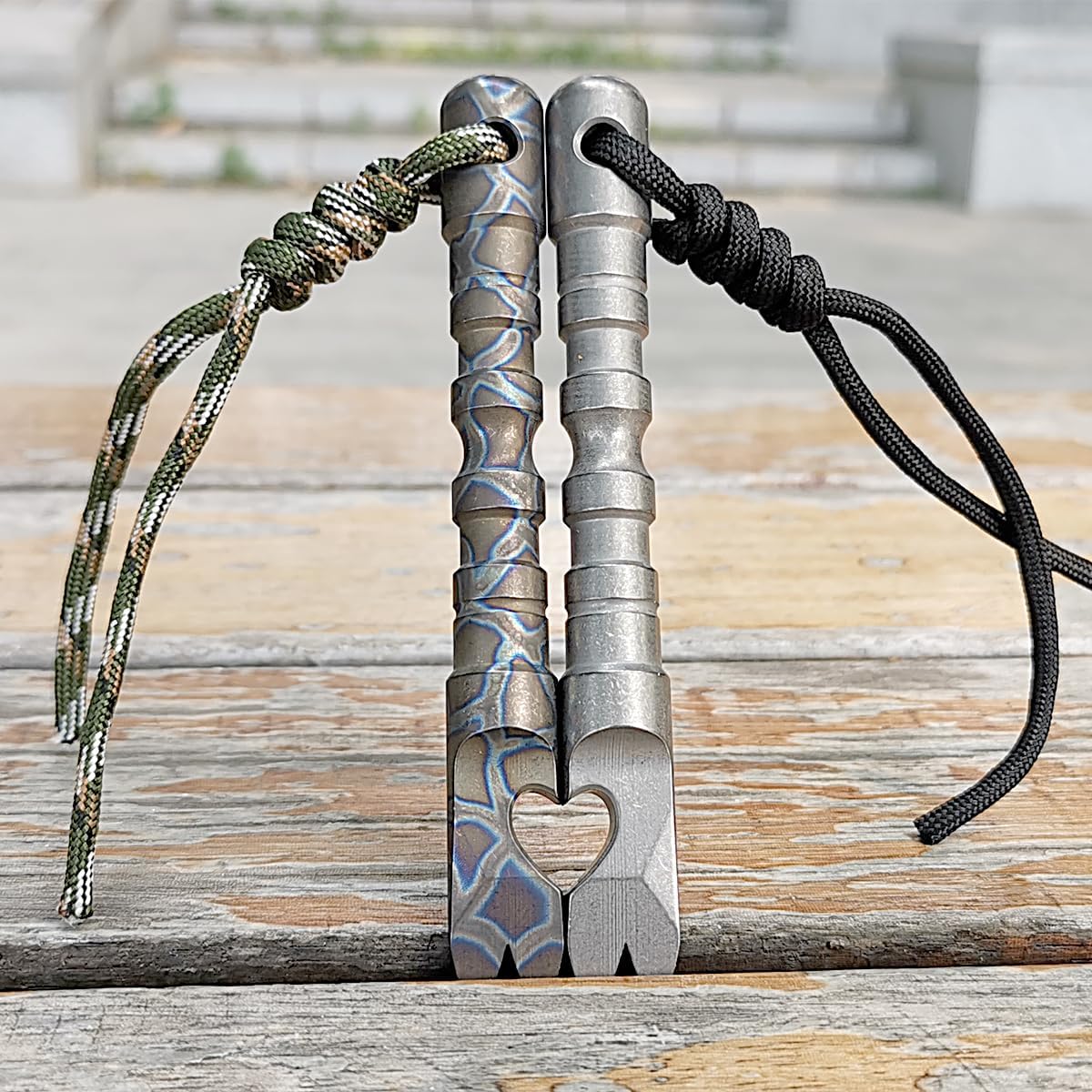 Titanium EDC Pry Bar with Bottle Opener Screwdriver Function Portable Pry Tool by LIPOUD (Flame titanium)