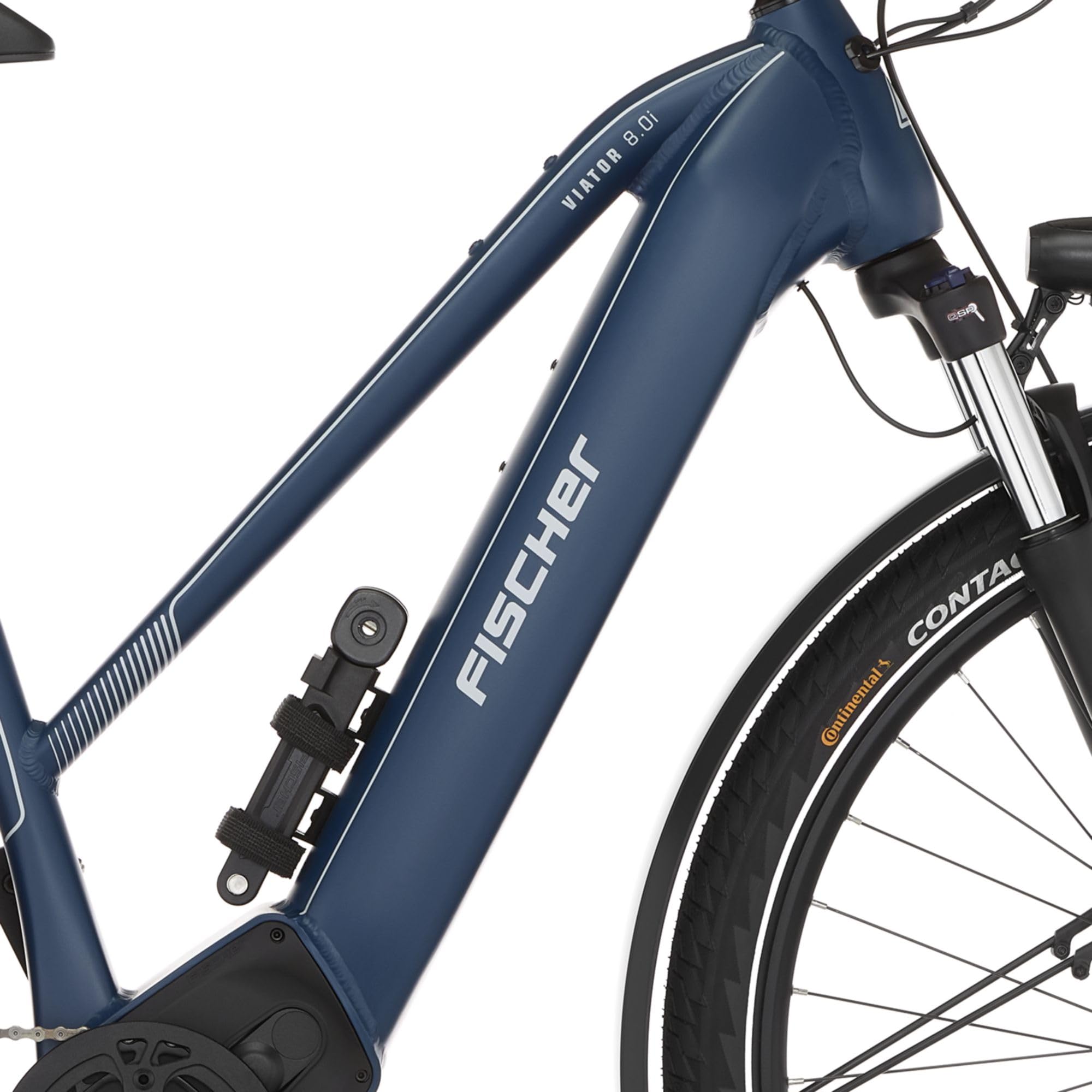Fischer E-Bike Trekking VIATOR 8.0i, Elektrofahrrad für Damen und Herren, Mittelmotor 90 Nm, 36 V Akku, sattblau