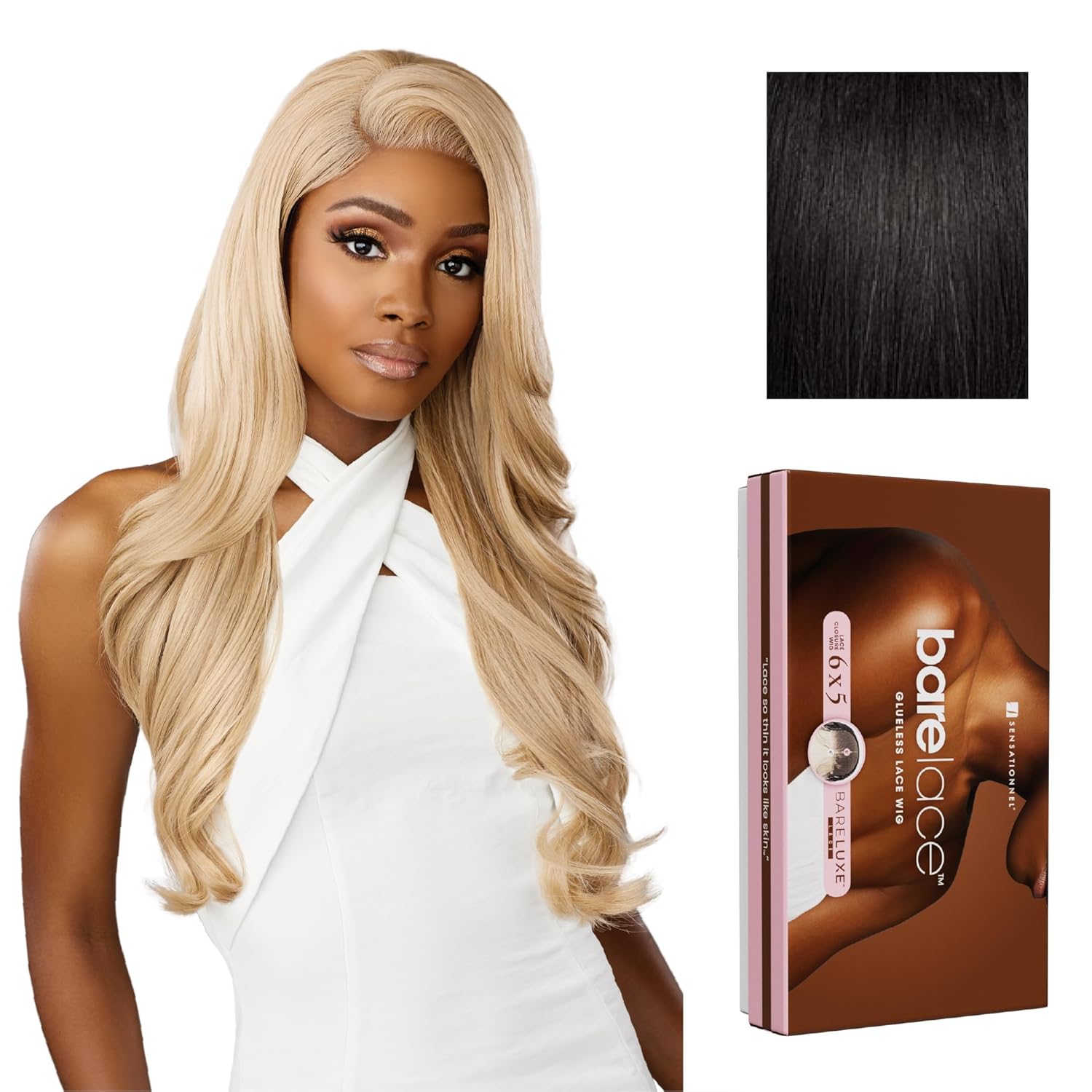 Sensationnel Bare Lace 6X5 Lacewig - Unit 1 Lacefrontal Glueless Synthetic 180 Degree Preplucked Hairline (1B OFFBLACK)