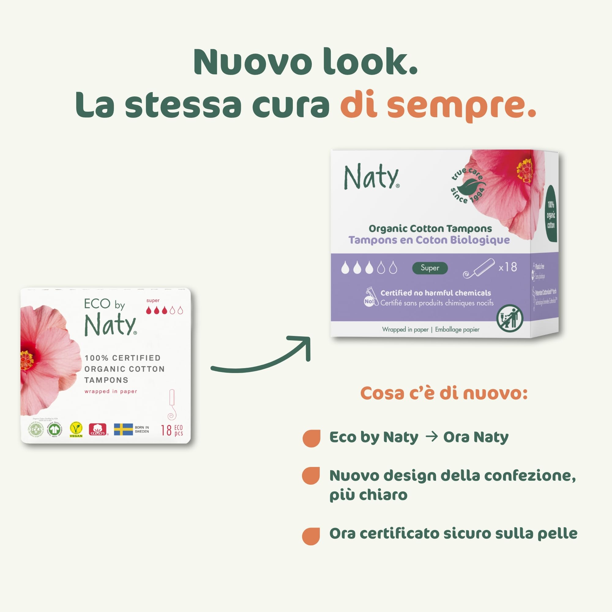 Eco By Naty, Assorbenti Interni digitale, Super, 18 assorbenti interni. Realizzati con fibre vegetali e vegani. 0% di plastica.
