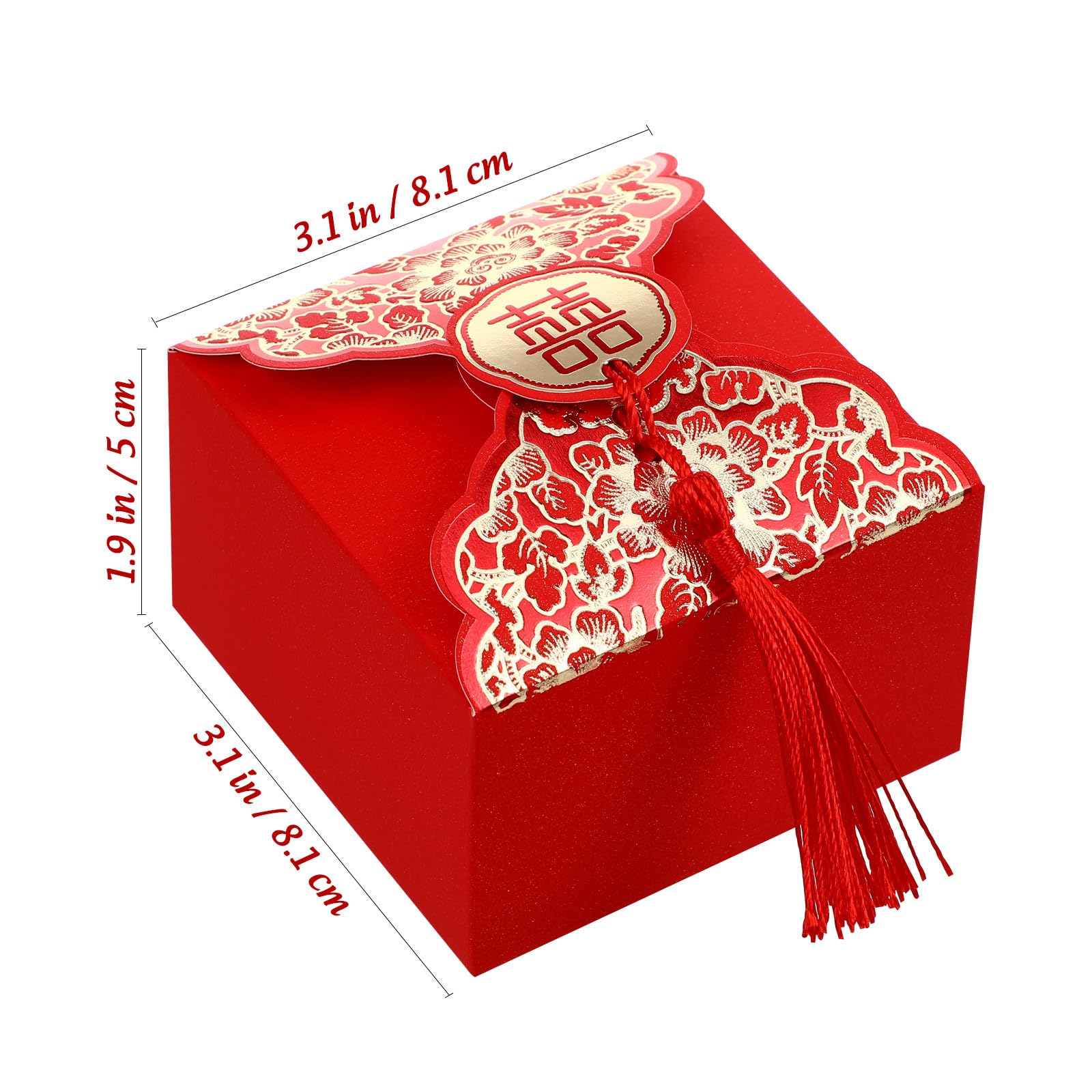 IMIKEYA 80 Pezzi Scatola Regalo Cinese per Dolci, Matrimonio, Carta Rossa