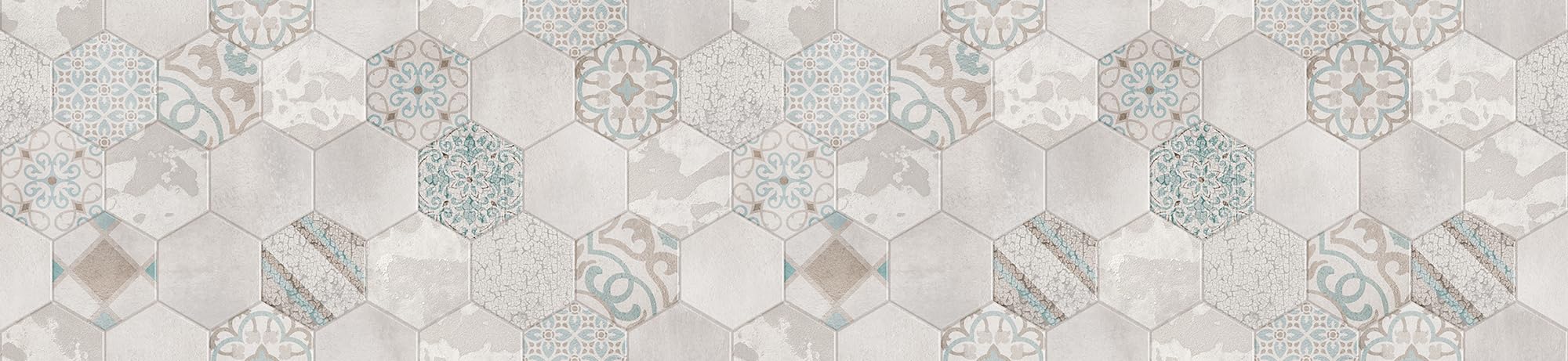 CREARREDA Kitchen Splashback Panel Wall Sticker Easy to Apply Beige Hexagons 260 x 60 cm 100% Made in Italy - Image 2