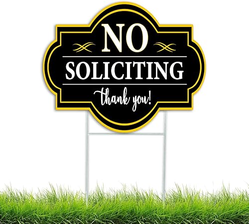 Letrero de No Soliciting de 15 x 12 pulgadas, letrero negro de No Soliciting para patio, estacas de metal en H incluidas, letrero de no soliciting disponible en Yaxa Colombia