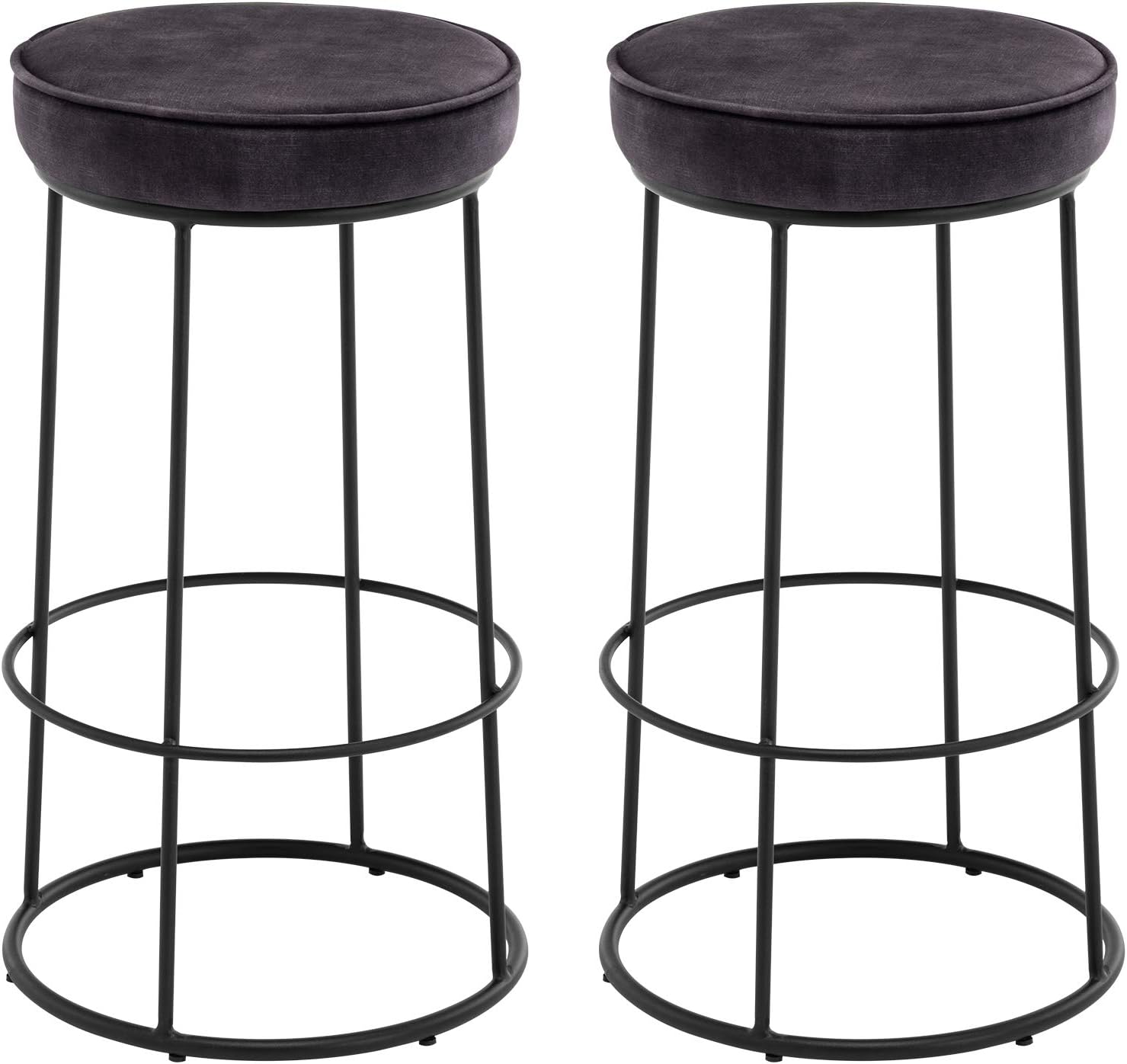 DUHOME Bar Stools Set of 2, Bar Stool Kitchen Stool, Modern Counter Height Bar Stools Breakfast Dining Chairs Counter Stool 28 Inches Black