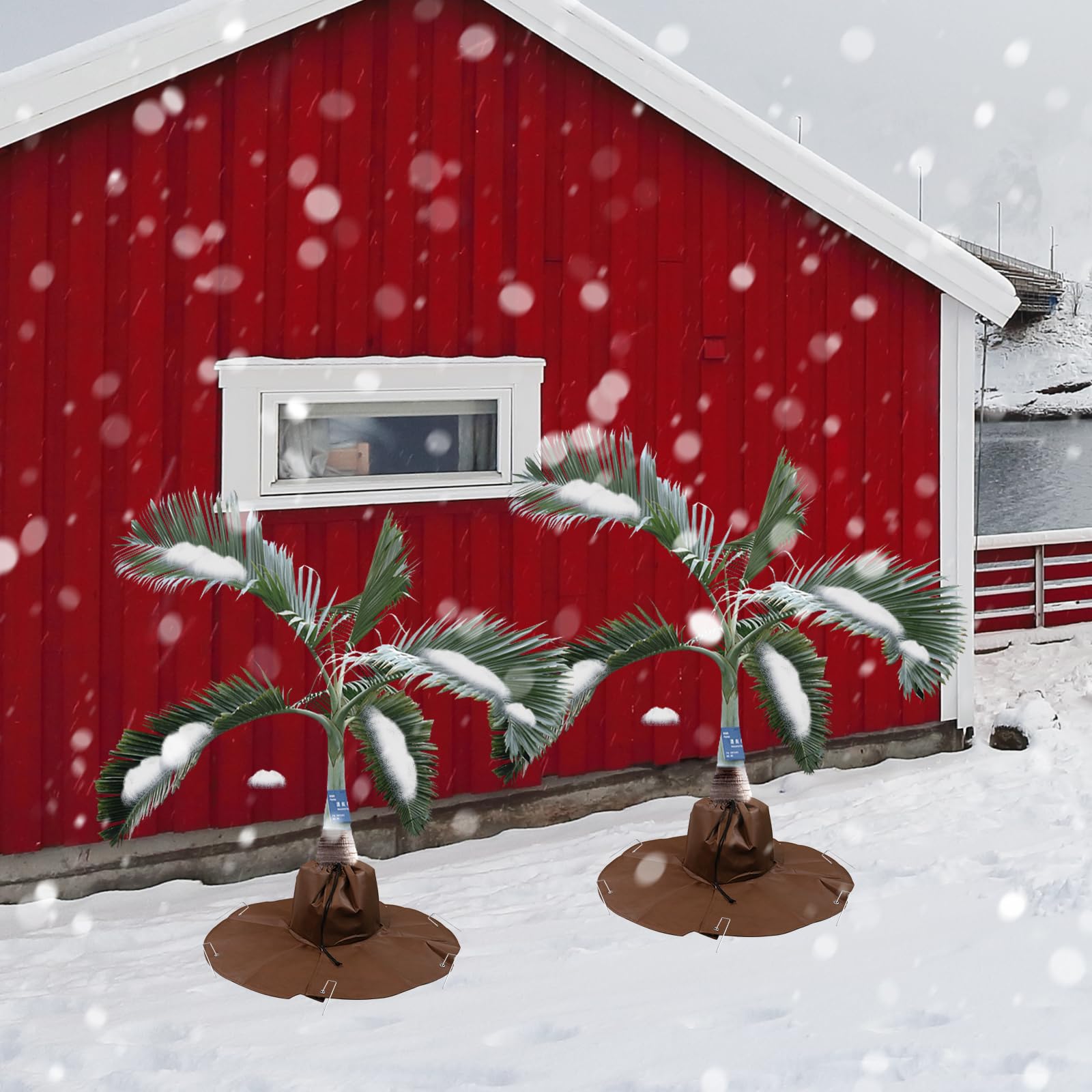 Tesmotor Palmenwurzelschutz 2 Stück, Kälteschutz für Pflanzen und Bäume bis 34cm Durchmesser, Winterschutz für Palmen, Doppelte Isolierung, Ø 100cm, 100 g/m² (Braun)