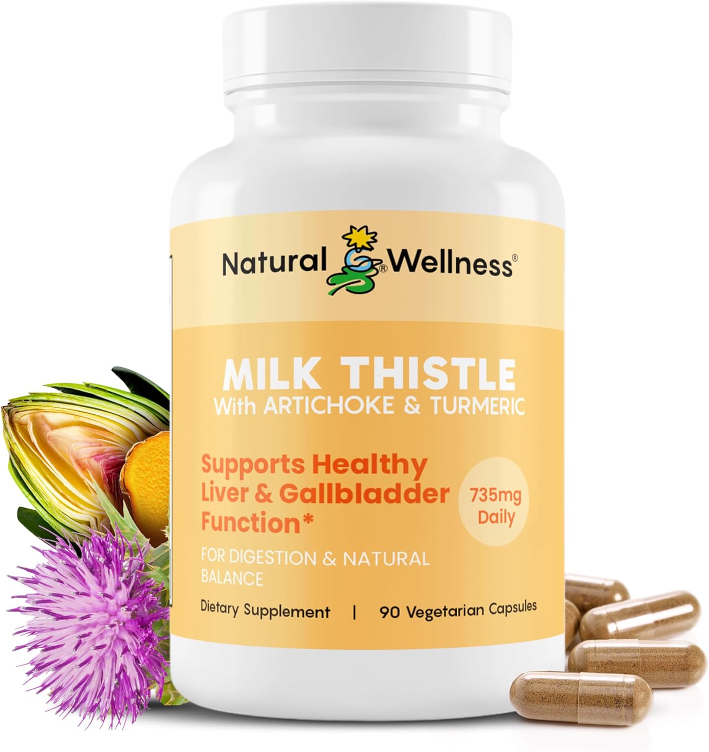 Natural Wellness Milk Thistle with Artichoke & Turmeric – Advanced Liver Support Supplement for Detox, Regeneration & Antioxidant Protection – Supports Liver Cleanse, Digestion & Overall Wellness