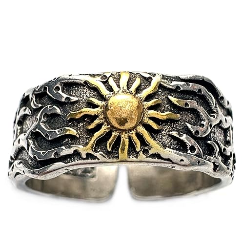 JWM Men's Rings Silver Plated Brass Ring for Men Women Adjustable Open Rings, Exquisite Packaging