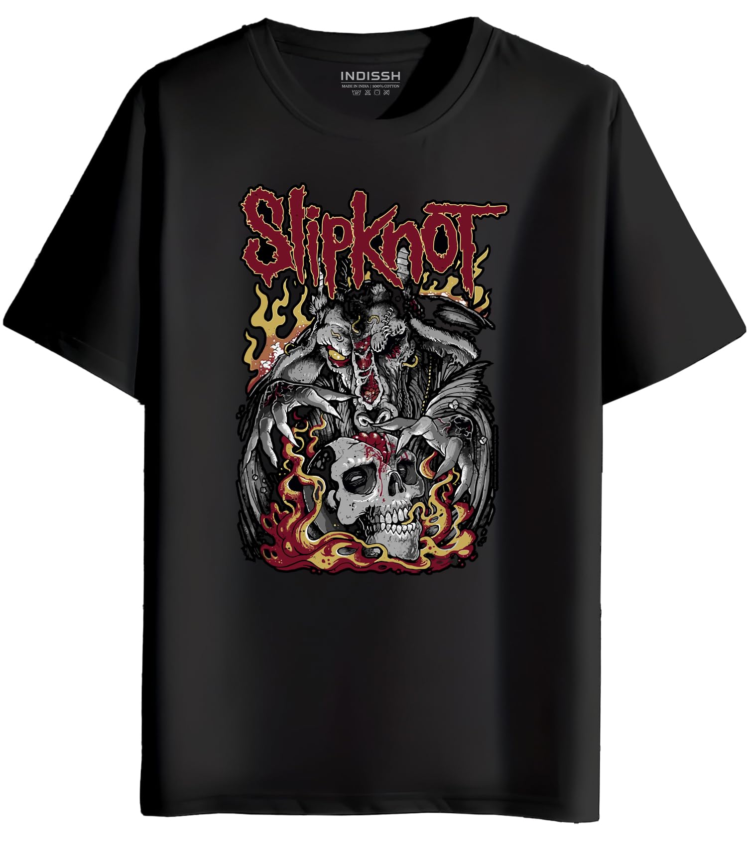 INDISSHMusic Band SK-A4 Printed Regular Half Sleeves Cotton T-Shirt