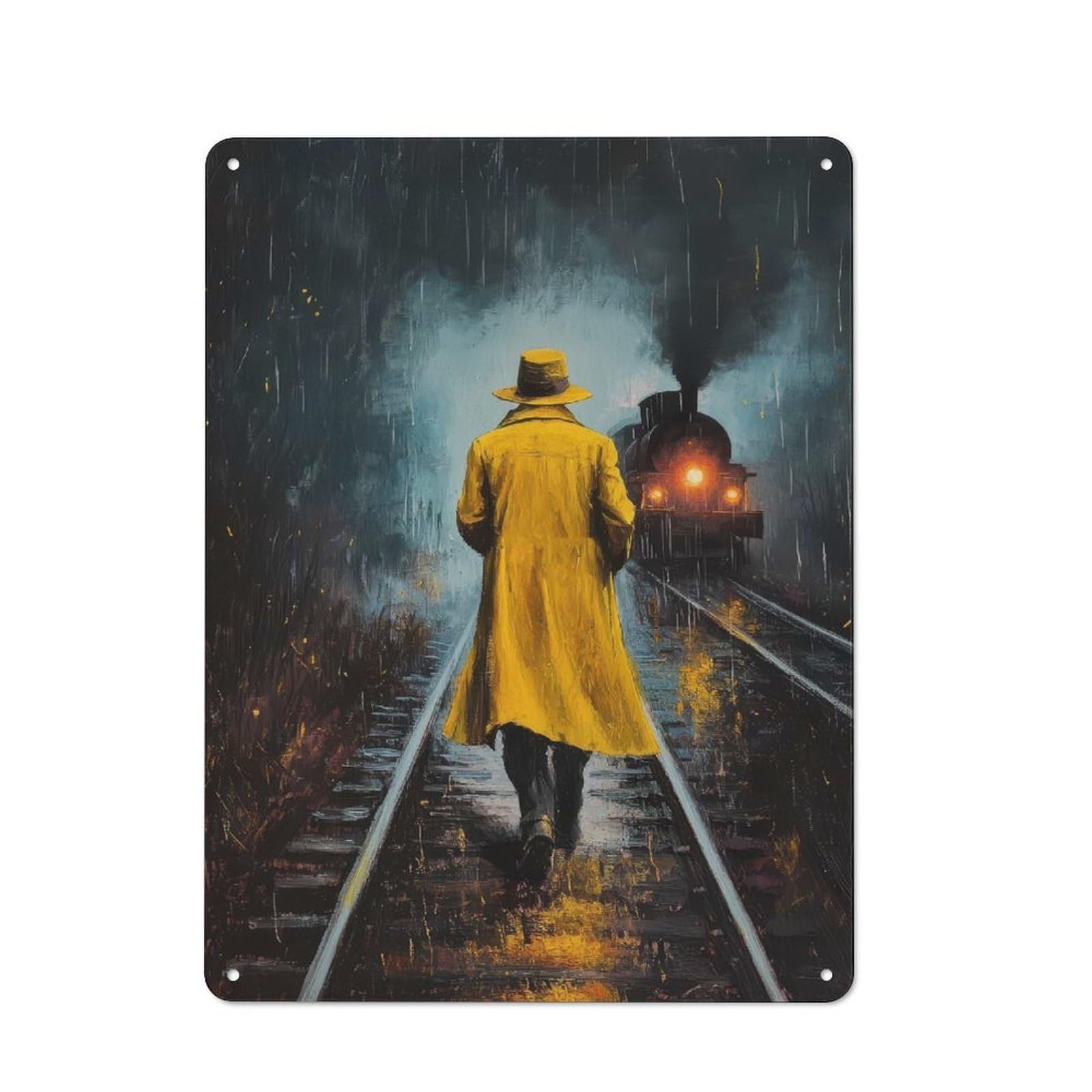 Junmoney The Glow On The Tracks Tin Wall Plaque 40X30cm With For Dining Room Or Kitchen, Tin Sign Wall Decor For Kitchens And Dining Spaces