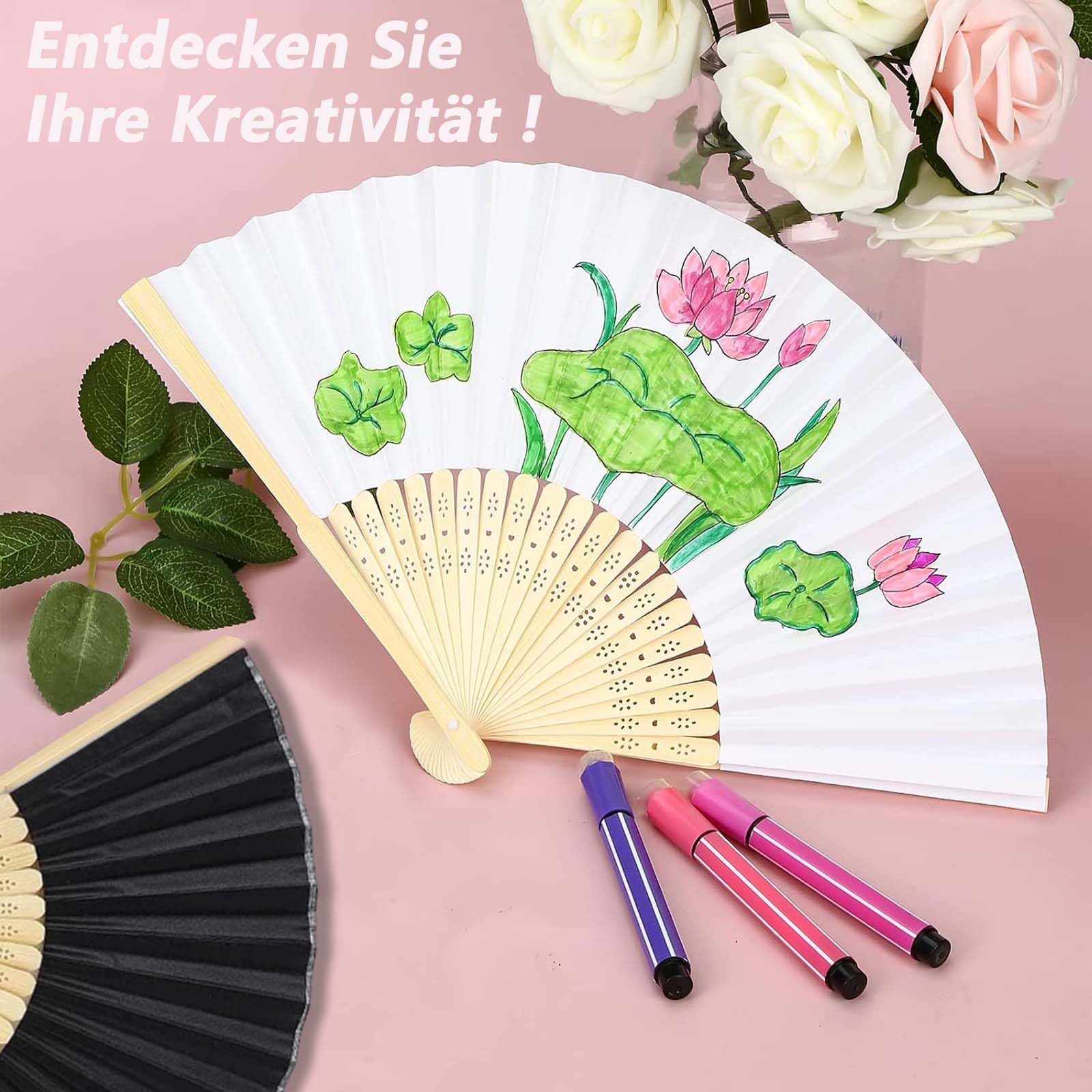 12 Weiße Faltfächer Aus Papier – DIY Fächer Zum Bemalen Für Hochzeit, Geburtstag & Deko