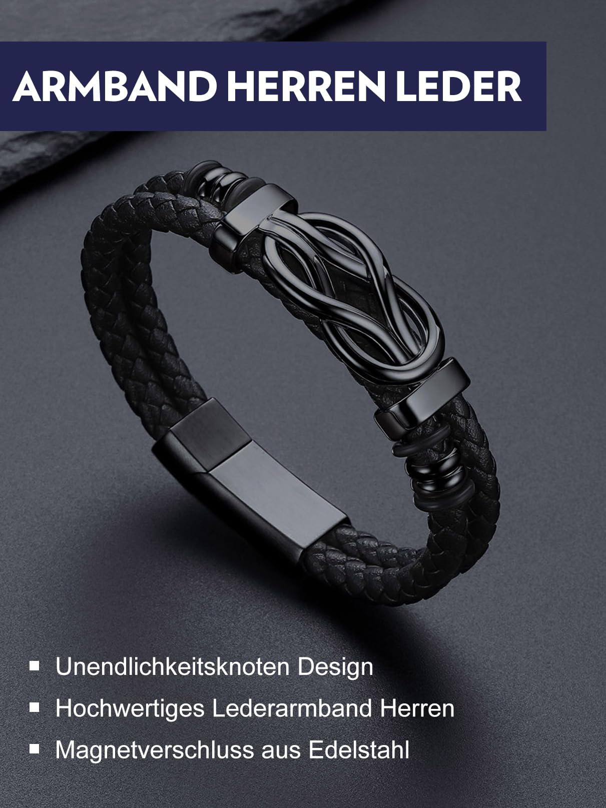 Bandmax Armband Herren Lederarmband Unendlichkeitsknoten Wickelarmband