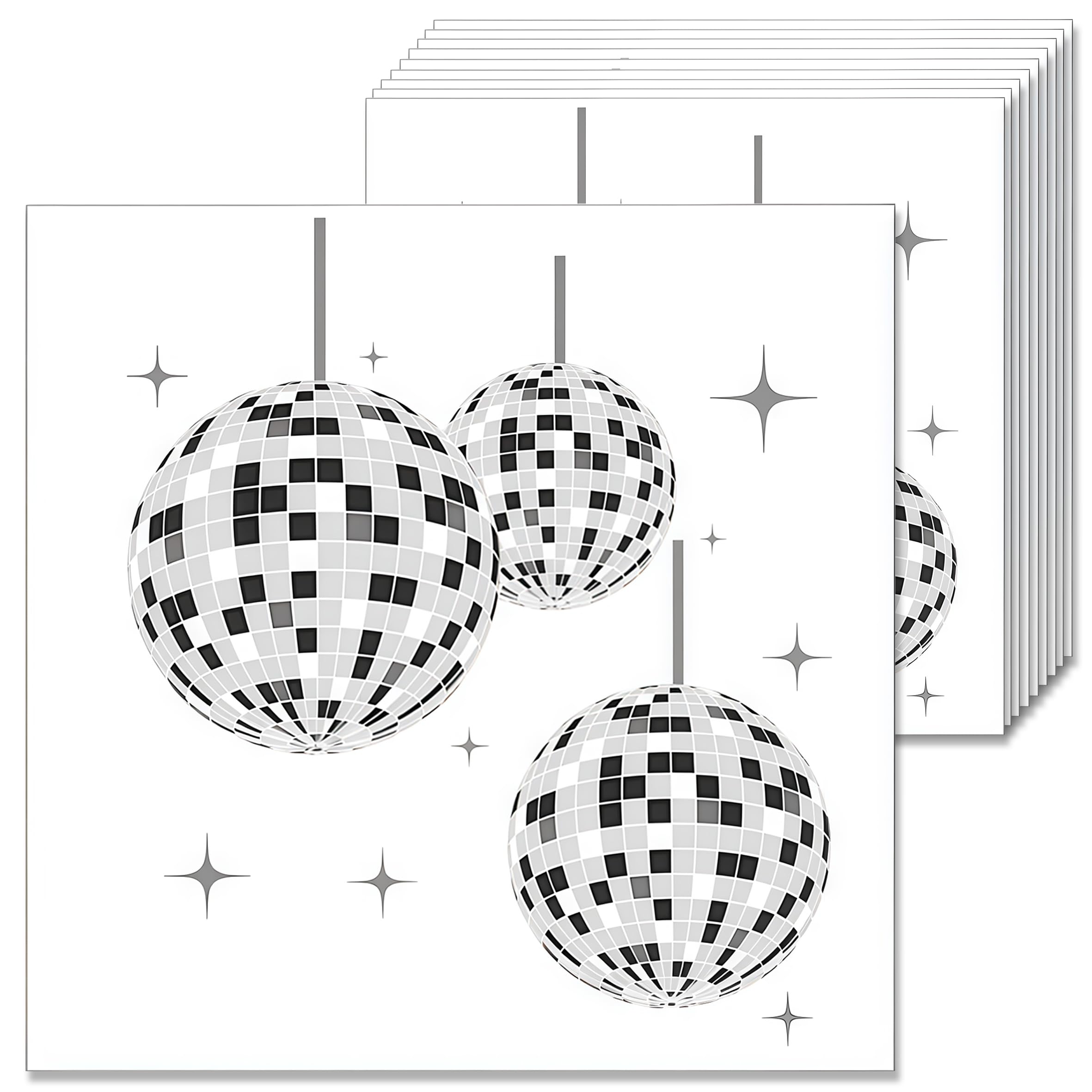 40 Pack Disco Party Napkins, Disco Ball Themed Decorative Paper Napkins for Birthday and Wedding Parties, Hen Night, Disco Decorations and Events -33x33cm Party Tableware Supplies