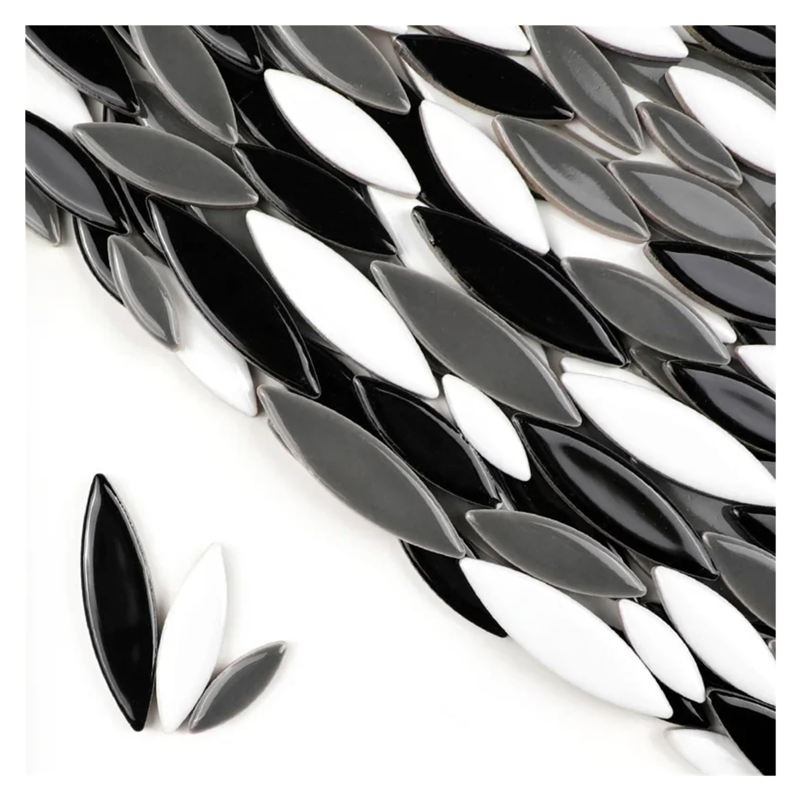 Xulvoz Color07 Mosaic Tiles 200G Willow Leaves Mosaic Tiles Porcelain Leaf-Shape Tile 3 Sizes Mix Multi Color Diy Making Stones For Craft Arts Decor