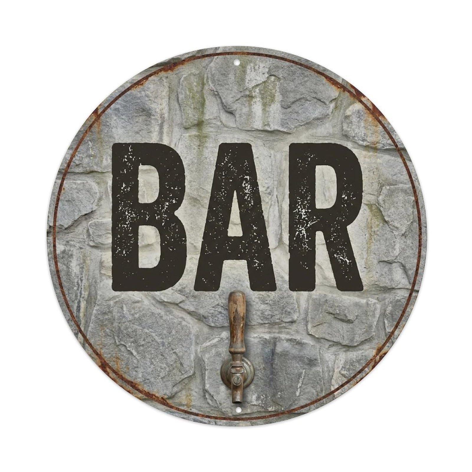Vintage Beer BAR Fieldstone Gray Retro for Pub Vintage Metal Tin Sign Plaque Wall Decor for Cafe, Club Bar, Office, Garden Metal Poster 8x8Inch
