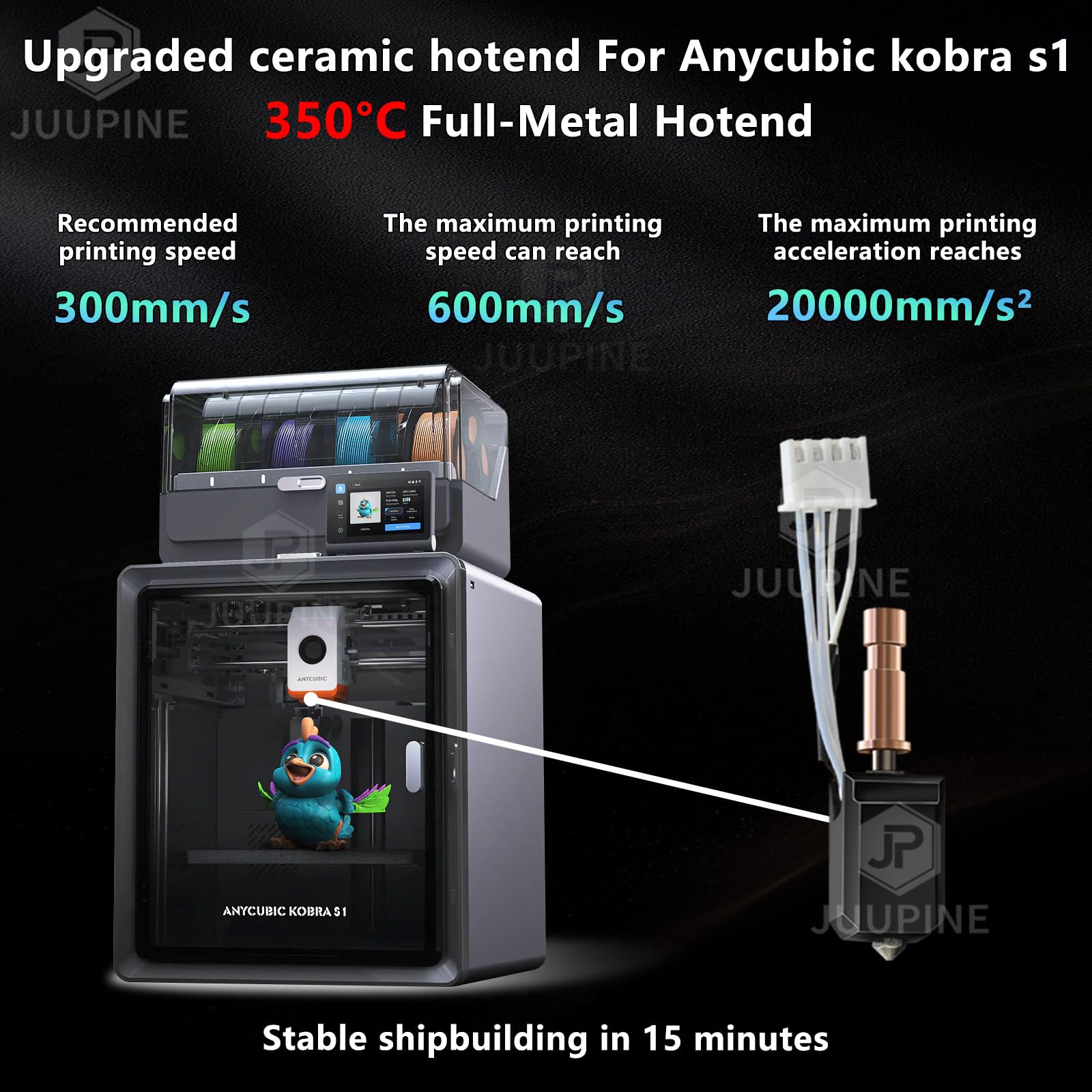 Hotend In Ceramica Per Anycubic Kobra S1 – Quick Release, Ugello 0,4 Mm In Ottone Con Rivestimento Tungsteno, Stampa 3D Ad Alta Velocità