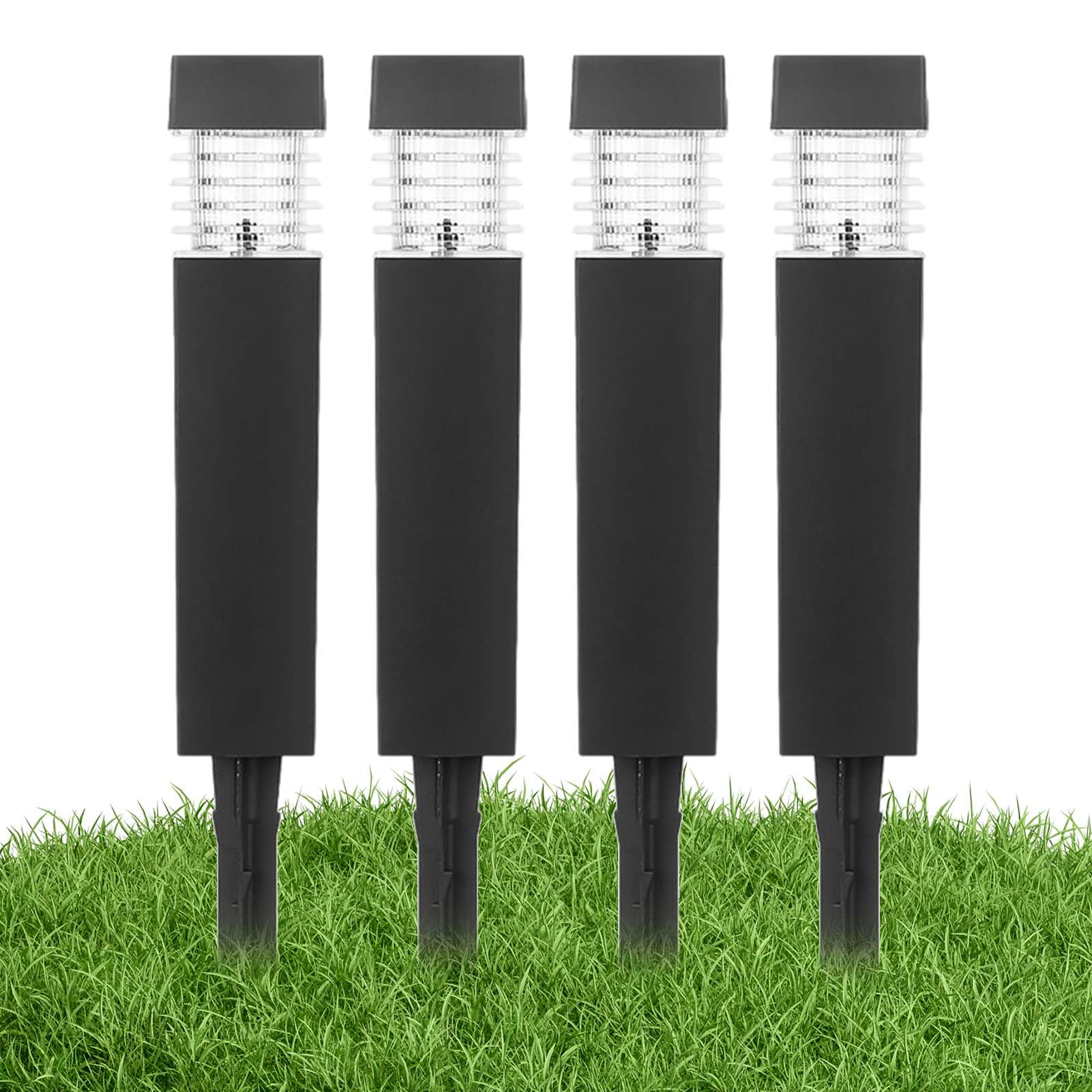 Juego de 4 luces solares de paisaje exterior – Tamaño 39 x 6 cm Material ABS duradero | Luces de de patio impermeables, luces decorativas de jardín, iluminación nocturna de bajo consumo