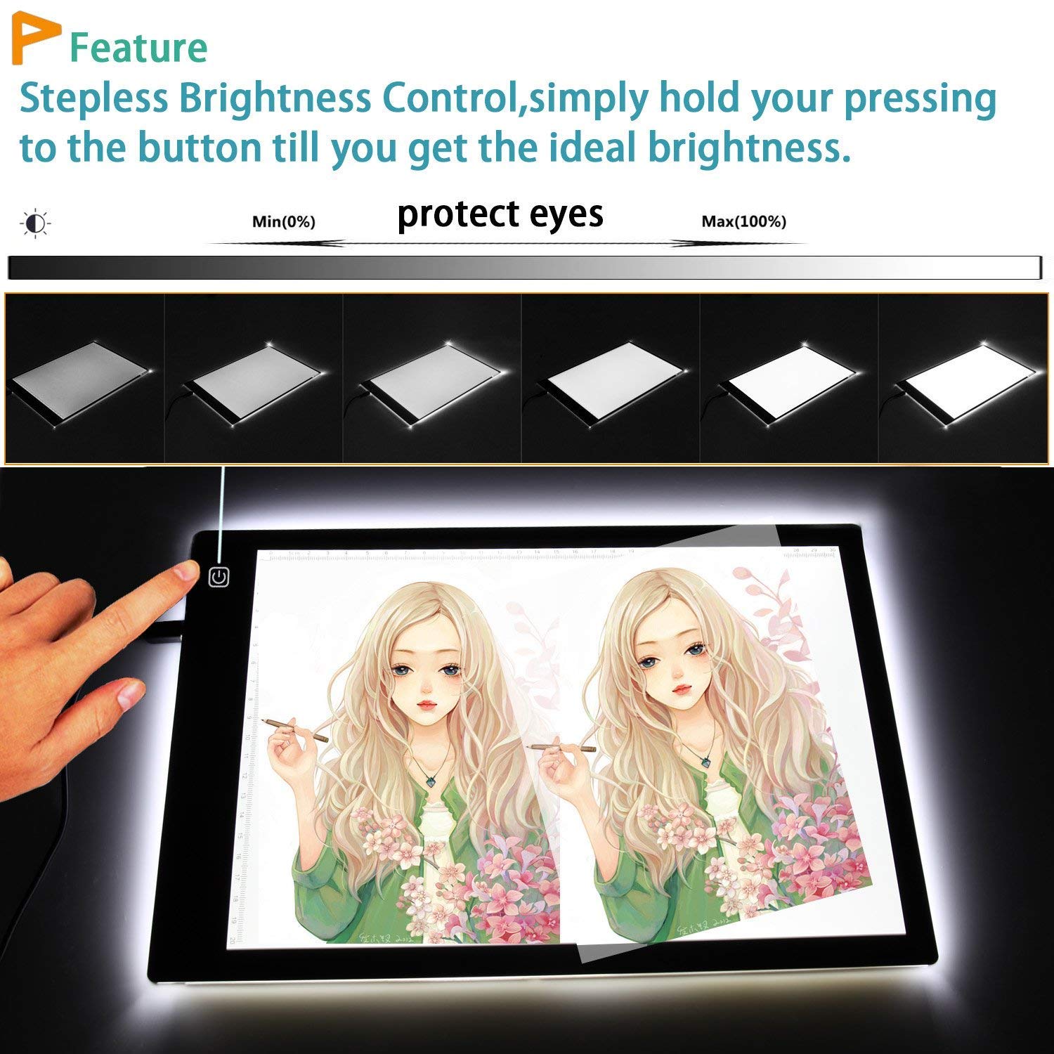 Tavoletta Luminosa A4 XIAJIA - 5mm Spessore, USB, LED Regolabile, Per Disegno E Tatuaggi - Foto 8