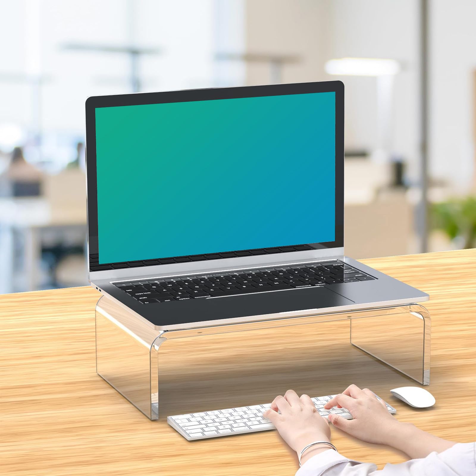 Ripiano per Monitor da Tavolo, Supporto per Laptop, 16 Inches | con spazio per tastiera aperto sotto supporto per layout aree studio remote