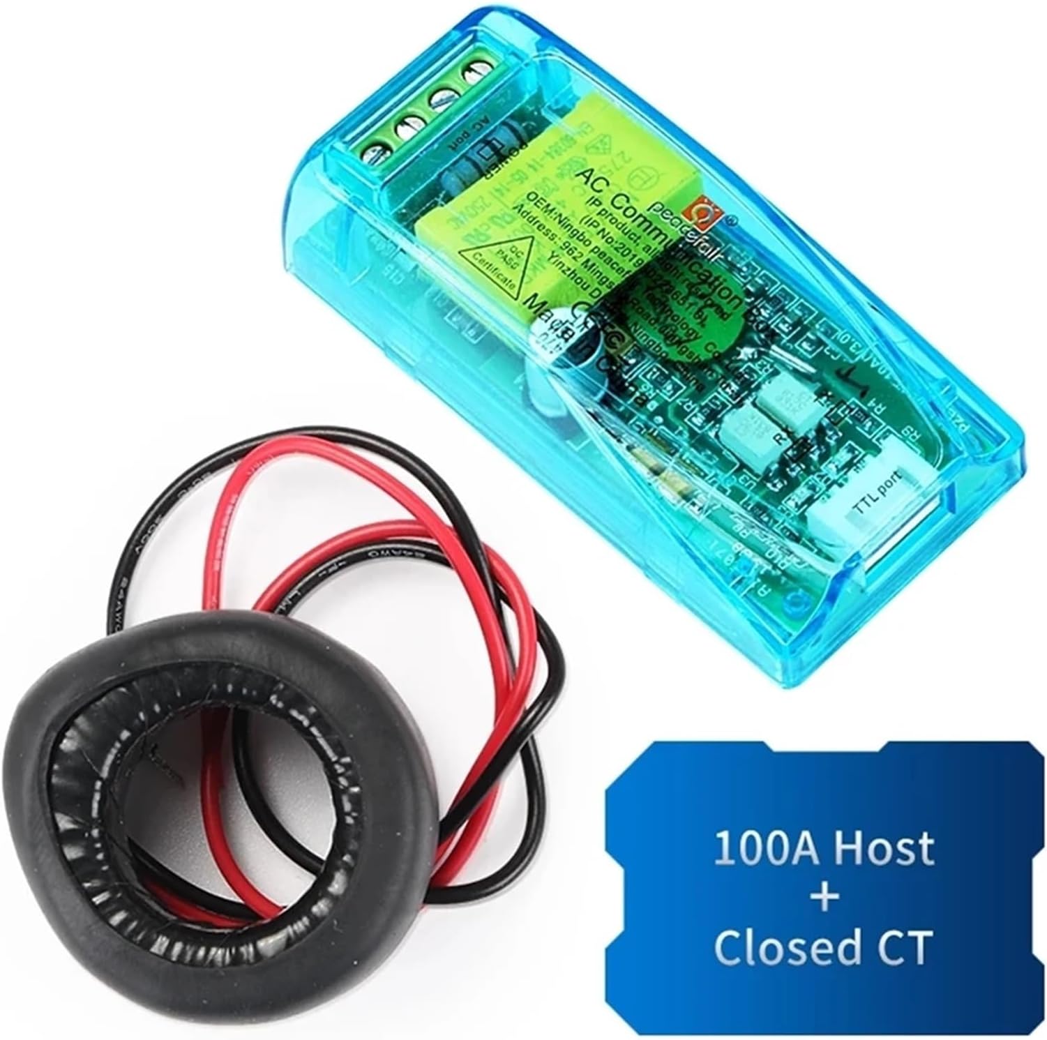 PZEM-004T AC Digital Multifunction Meter Watt Power Volt Amp Current Test Module for TTL COM2COM3COM4 0-100A 80-260V(V3.0 100A with Box)