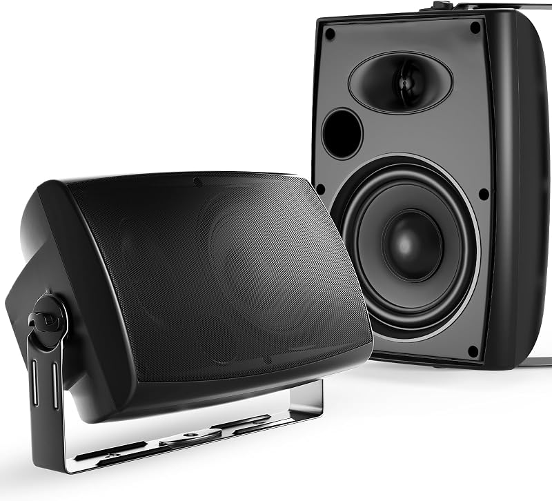 STUDIOFINIX 6.5-Inch 400W Outdoor Bluetooth Speakers Waterproof Wired, Wall-Mount Waterproof Speaker System for Patio, Home, Poolside, Deck, Backyard (Pair,Black)