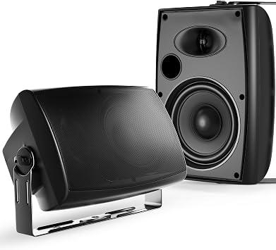 STUDIOFINIX 6.5 Inch 400W Outdoor Bluetooth Speakers Waterproof Wired, Wall Mount Speakers All-Weather Durability for Patio, Covered, Deck, Porch, PoolPair, Black