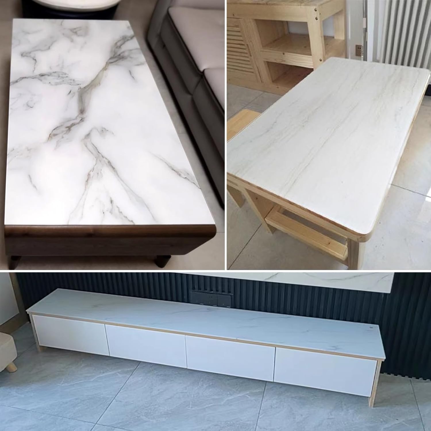 Rectangle Glass Table Top, Table Top Tempered Glass with Marble Design, 8mm Thick Tempered Table Top with Polished Edge, Ideal for Patio, Dining, Coffee, Side Table(Color:B,Size:100x55cm)