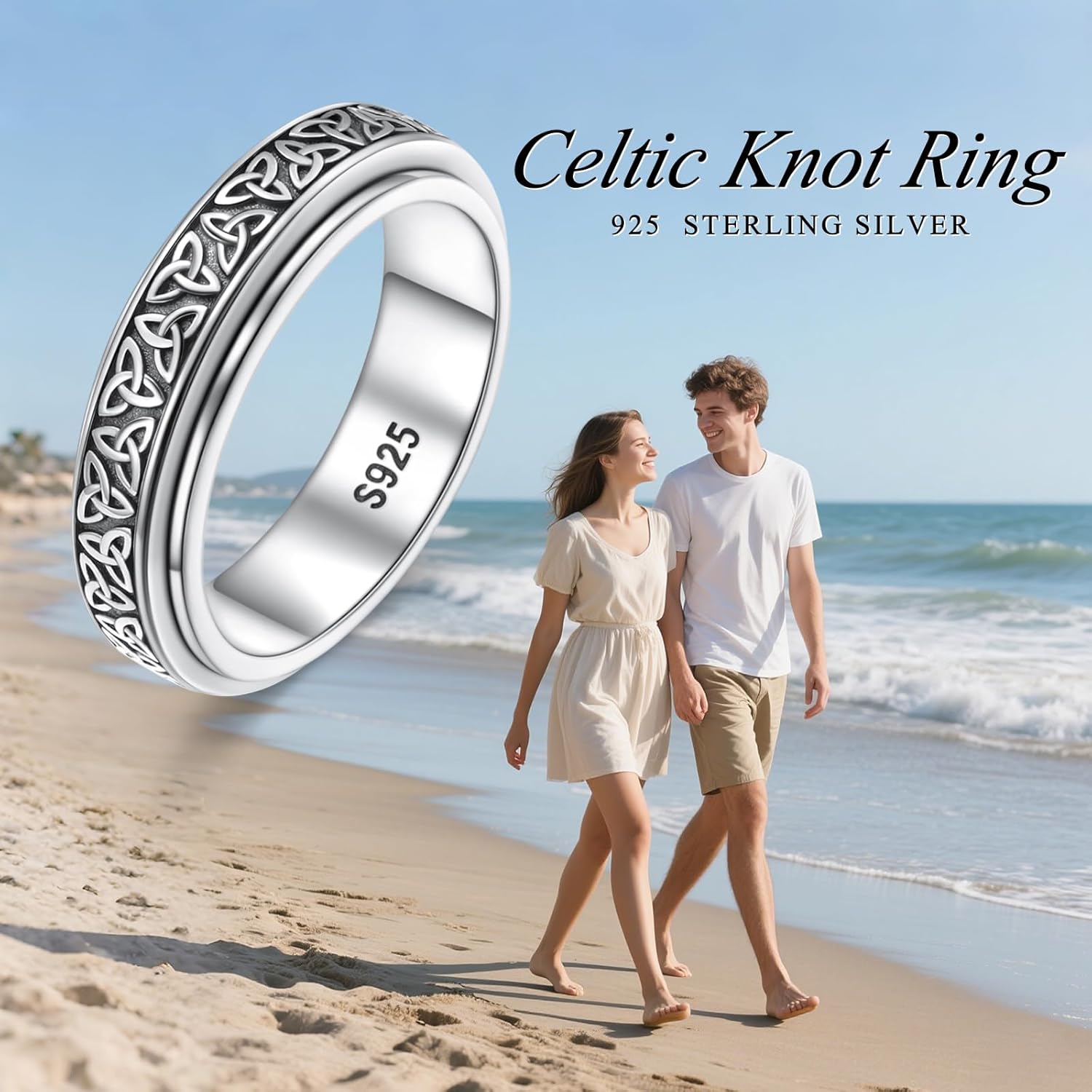 S925 Sterling Silver Spinner Fidget Ring Relief Boredom ADHD Autism Jewelry Gifts for Women Men - Image 6