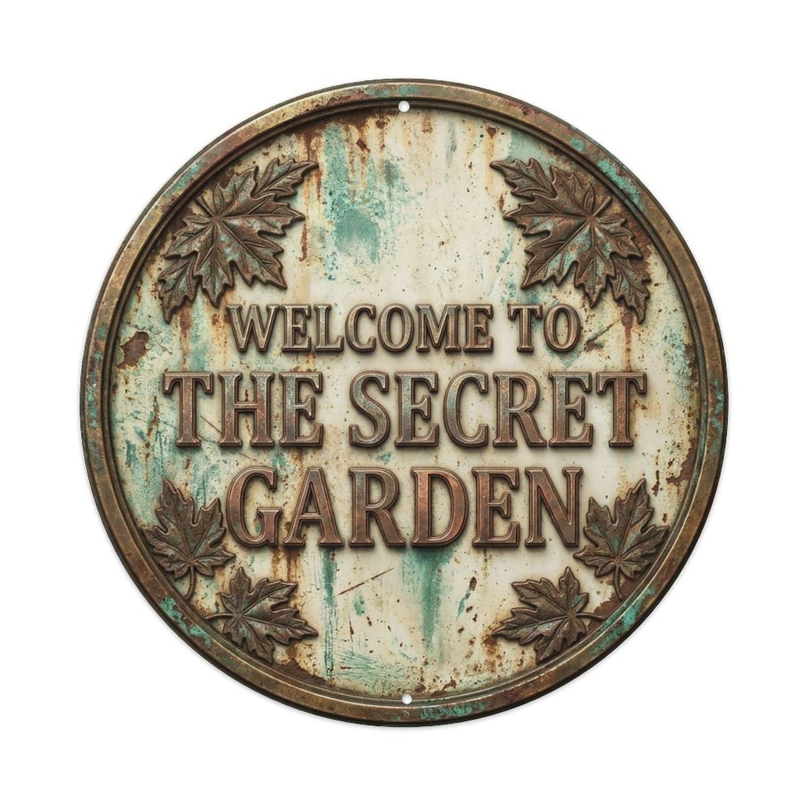 Vintage Welcome Secret Garden Iron Cream Mapleleaf Metal Tin Sign