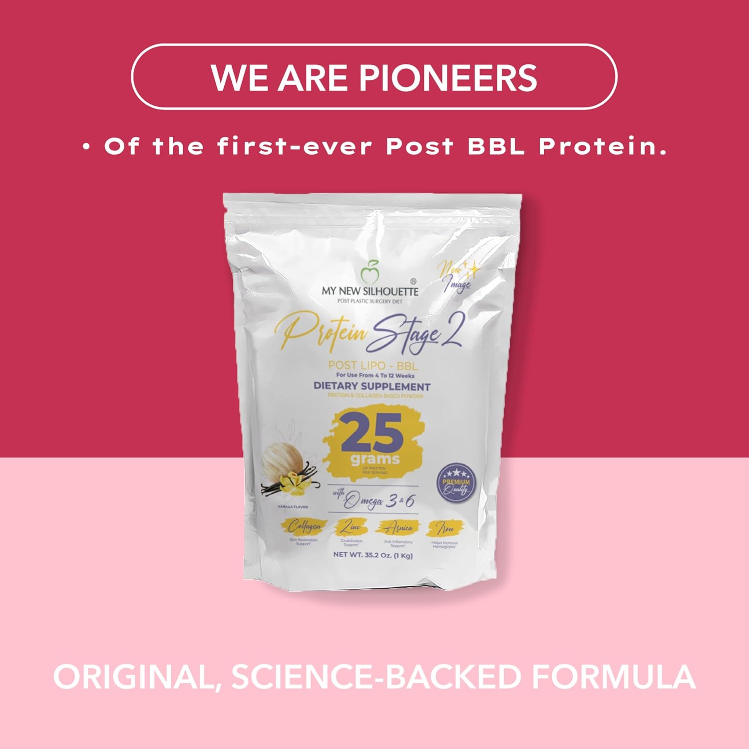 MI NUEVA SILUETA My New Silhouette Stage 2. Isolated Medical-Grade Protein; with Omega 3, 6, and 9. Enhanced with 25 g per Serving. (Vanilla)