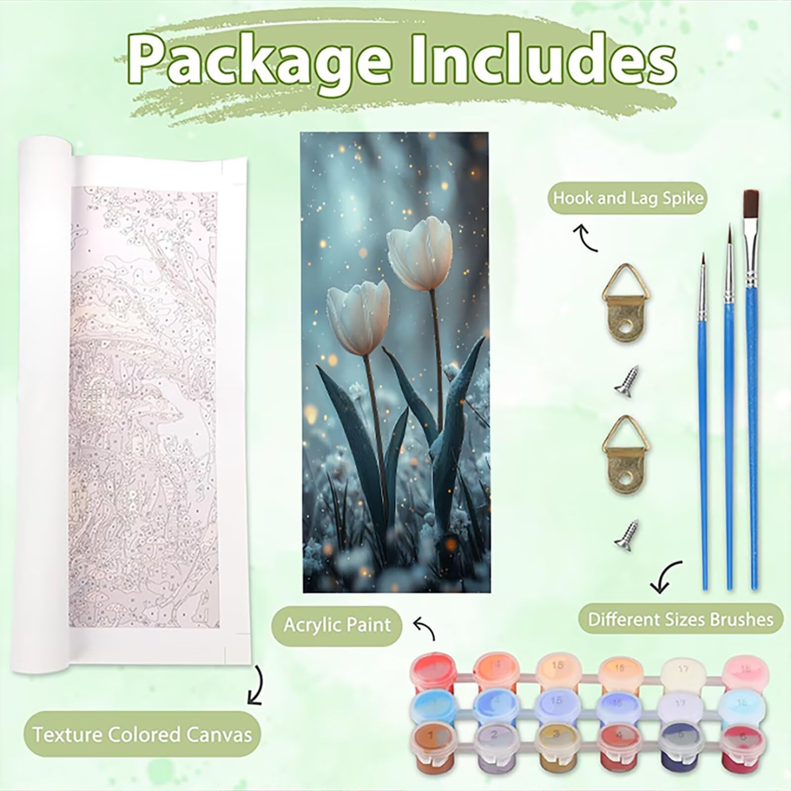 Malen Nach Zahlen 50x150cm Leinwand Weiß Malen Nach Zahlen Erwachsene mit Ohne Rahmen, DIY Kreativ Set für Erwachsene mit Pinseln und Acrylfarbe, Zimmer Deko Blumen Landschaft Geschenk, P0M-584