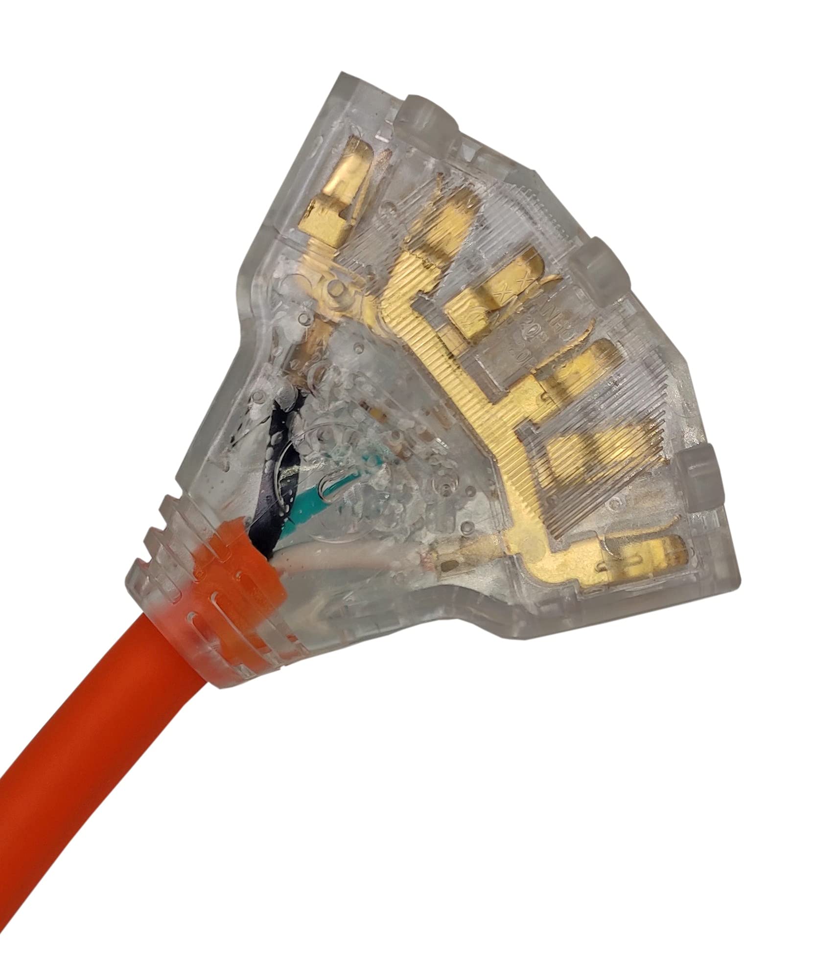 FC-105521T3 - Cable adaptador macho a CA 10-50P 50 amperios, enchufe adaptador de 3 clavijas 5-15R o 5-20R hembra para el hogar, adaptador de triple enchufe de salida 125 V.