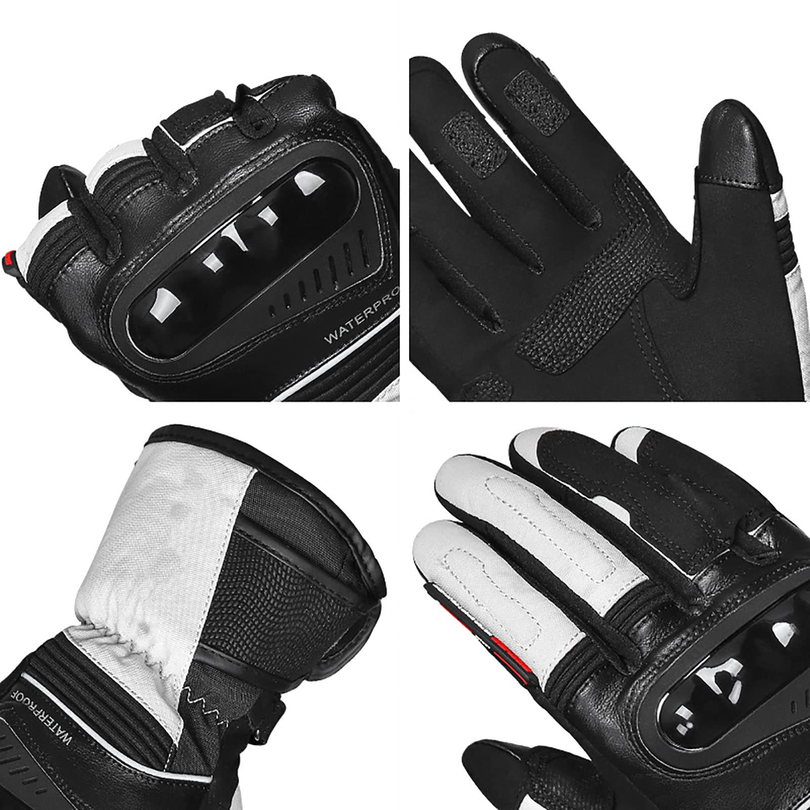 Gants pour Hommes Femmes Moto Écran Tactile Gants Hiver Chevalier Gantelet avec Conception D'essuie Glace Index pour Motoneige Ski Cyclisme
