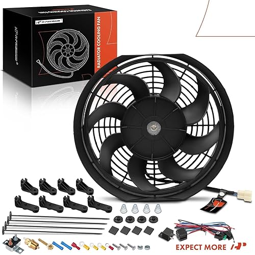 Miniatura 9 de A-Premium Ventilador de radiador eléctrico de 12 '' 12 pulgadas 1700 mh, 12V 80W con kit de relé de interruptor de cableado del termostato