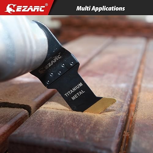 Miniatura 53 de EZARC Juego de 4 hojas de sierra oscilante de titanio, cuchillas multiherramienta de corte por inmersión para tornillos de uñas de metal y madera