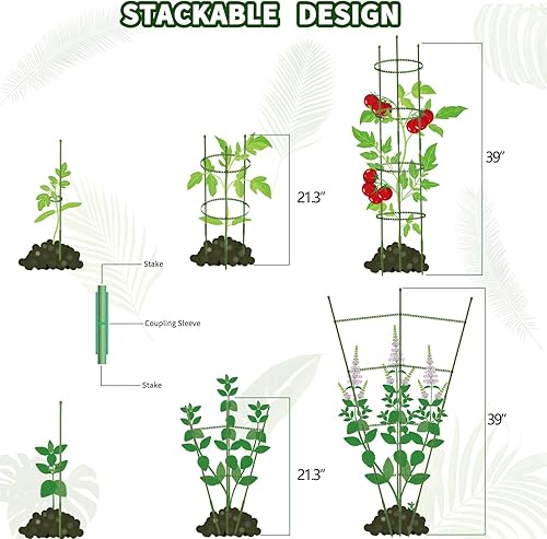 Miniatura 2 de Estacas para plantas 6 estacas ajustables de 21 pulgadas, diseñadas para plantas de interior medianas y pequeñas, estacas de jardín para un fuerte