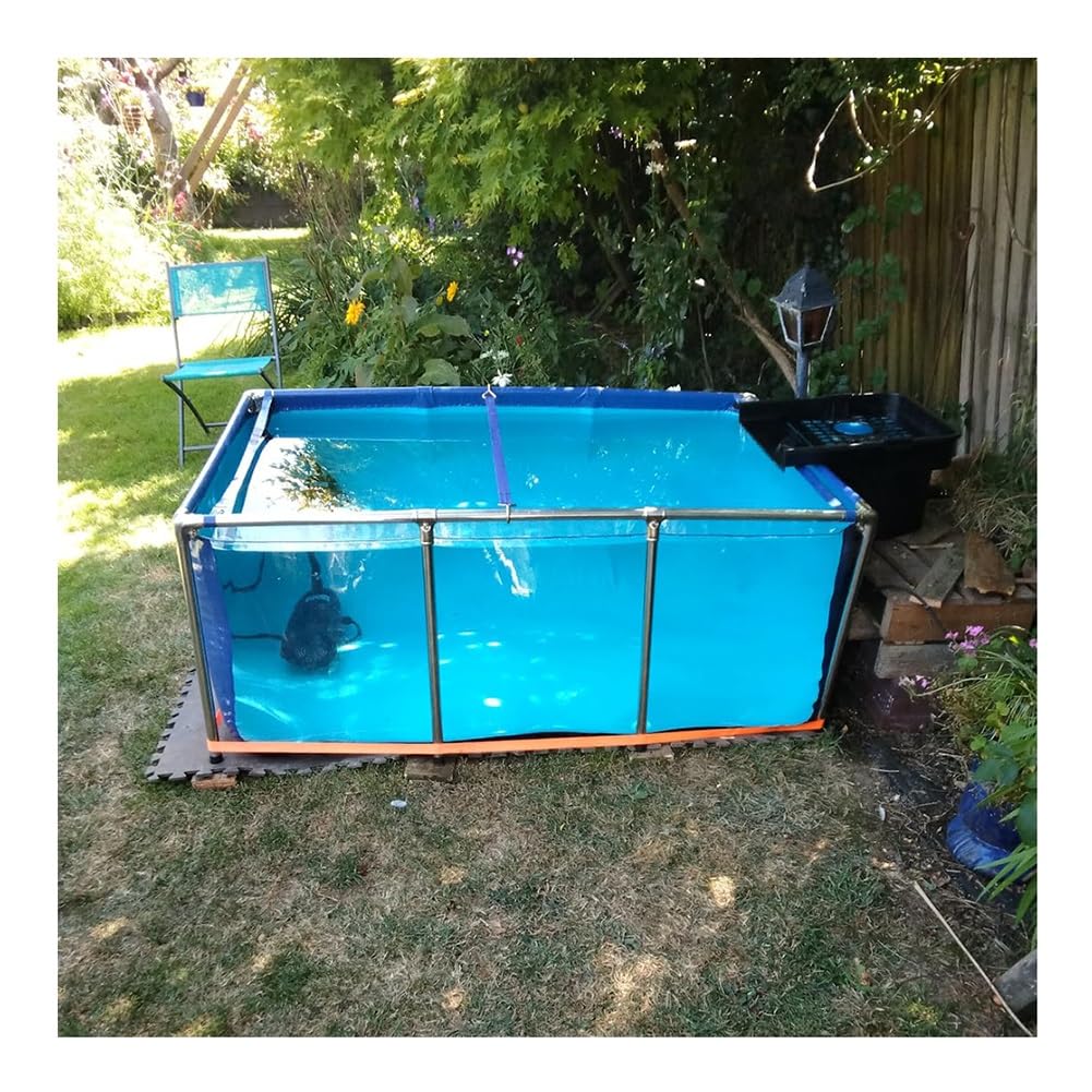 IEOWY Indoor Outdoor Aquarium Fish Pond with Steel Frame and Transparent Viewing Window for Breeding Koi