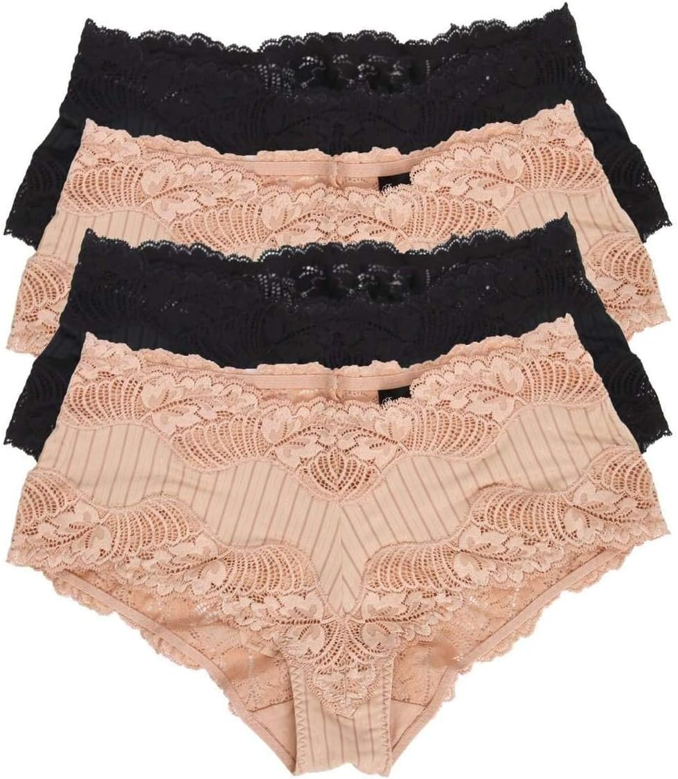 Felina Paramour Stripe Delight Hipster | Panty | 4-Pack | Lace | Plus Size