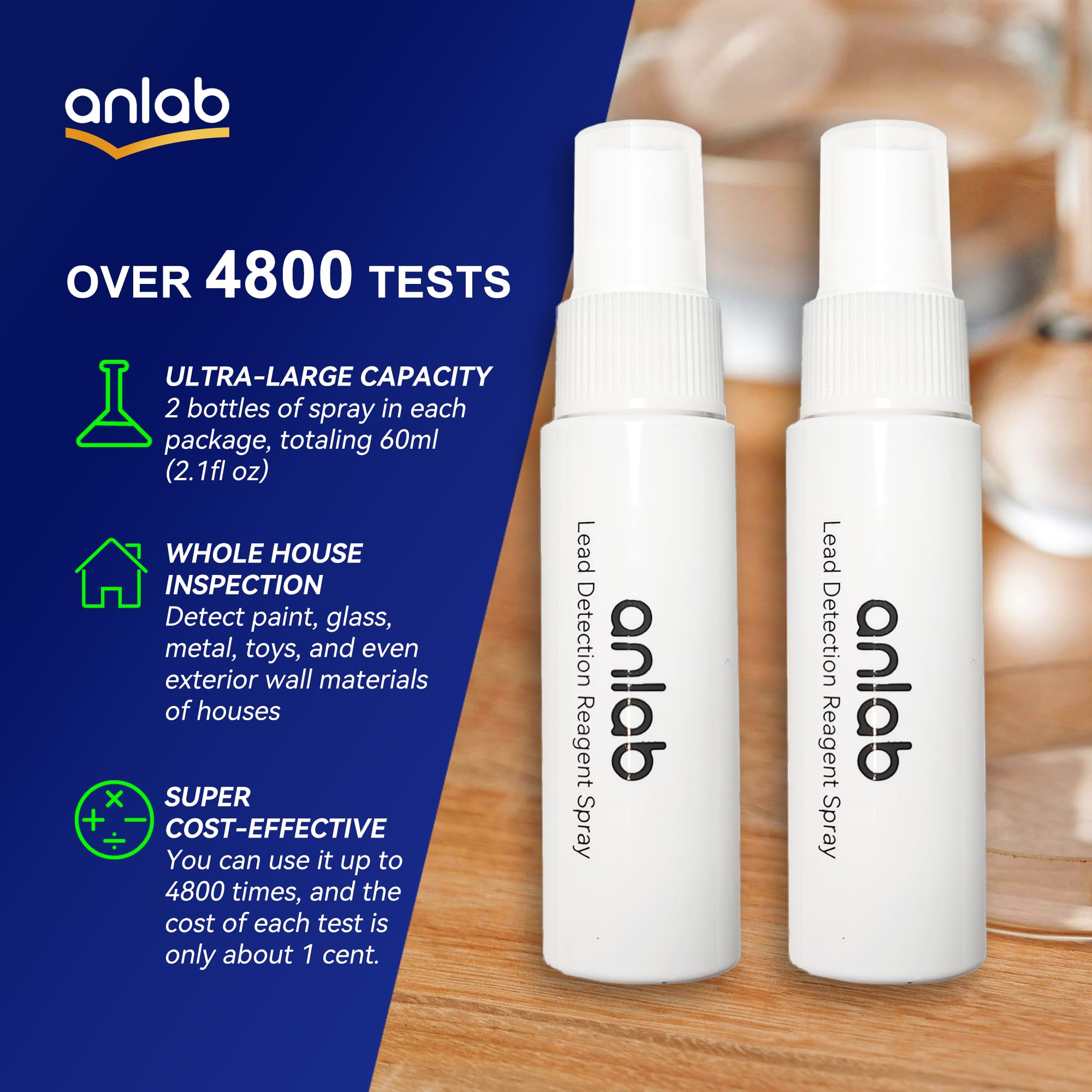 Lead Test Kit for Paint, Ceramics & More | Instant Lead Test | Up to 4800 Uses| Fast, Accurate Results | UV Light Visible (Lead Test)