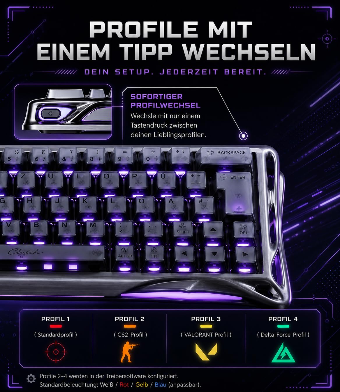 GravaStar Mercury V60 Pro - Tastiera da gioco 60% effetto Hall, tastiera a scatto rapido con 8000 Hz, interruttori magnetici, Snap Tap/SoCD, alluminio CNC, RGB, per FPS, Valorant, CS2, PC/Mac (Silver