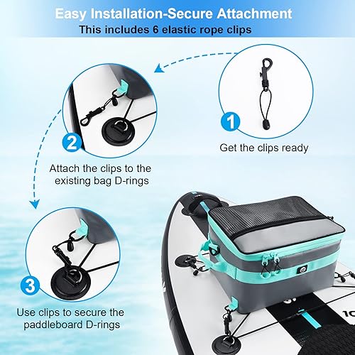 Miniatura 5 de YVLEEN Enfriador de tabla de remo impermeable, enfriador de SUP, material de PVC duradero, bolsa de cubierta con bolsillo superior de malla, correas