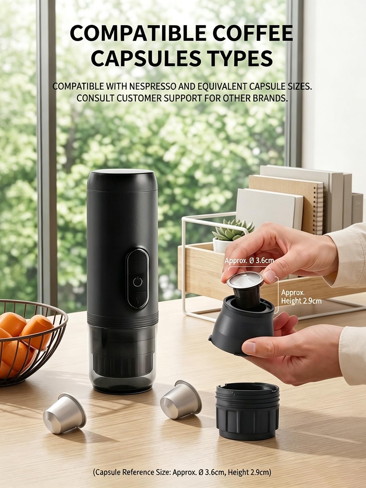 Cafetera Espresso Portátil 2 en 1, Máquina de Café Inalámbrica de Alta Presión de 20 Bares con Pantalla Digital, Cafetera de Cápsulas Mini Resistente al Agua IPX5 para Viaje, Camping al Aire Li white