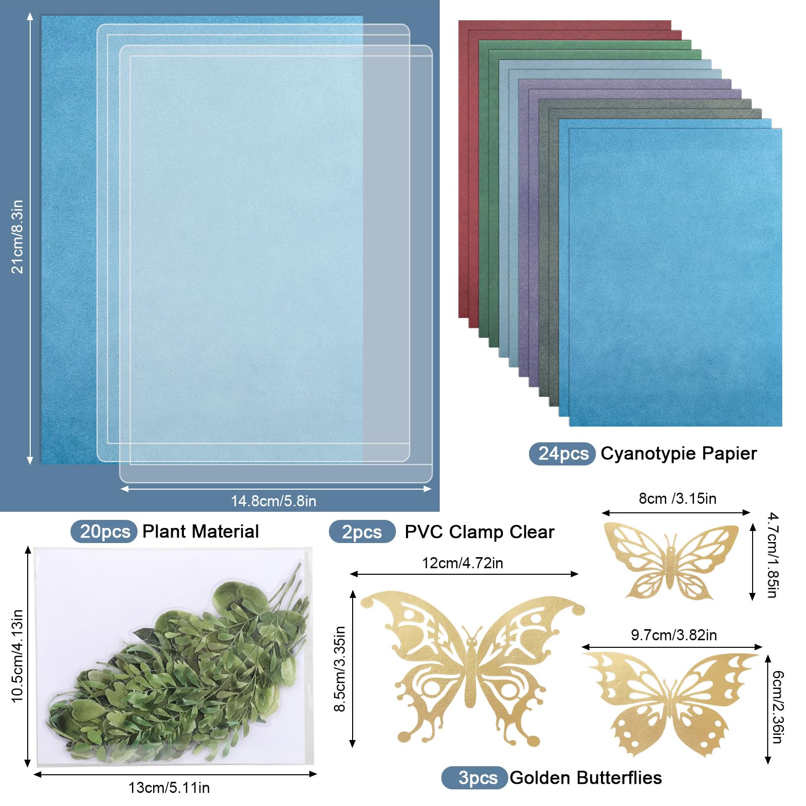 Kigniote Lot De 50 Feuilles Papier Cyanotype A5 - Kit Complet Papier Impression Solaire Pour Bricolage Et Décoration