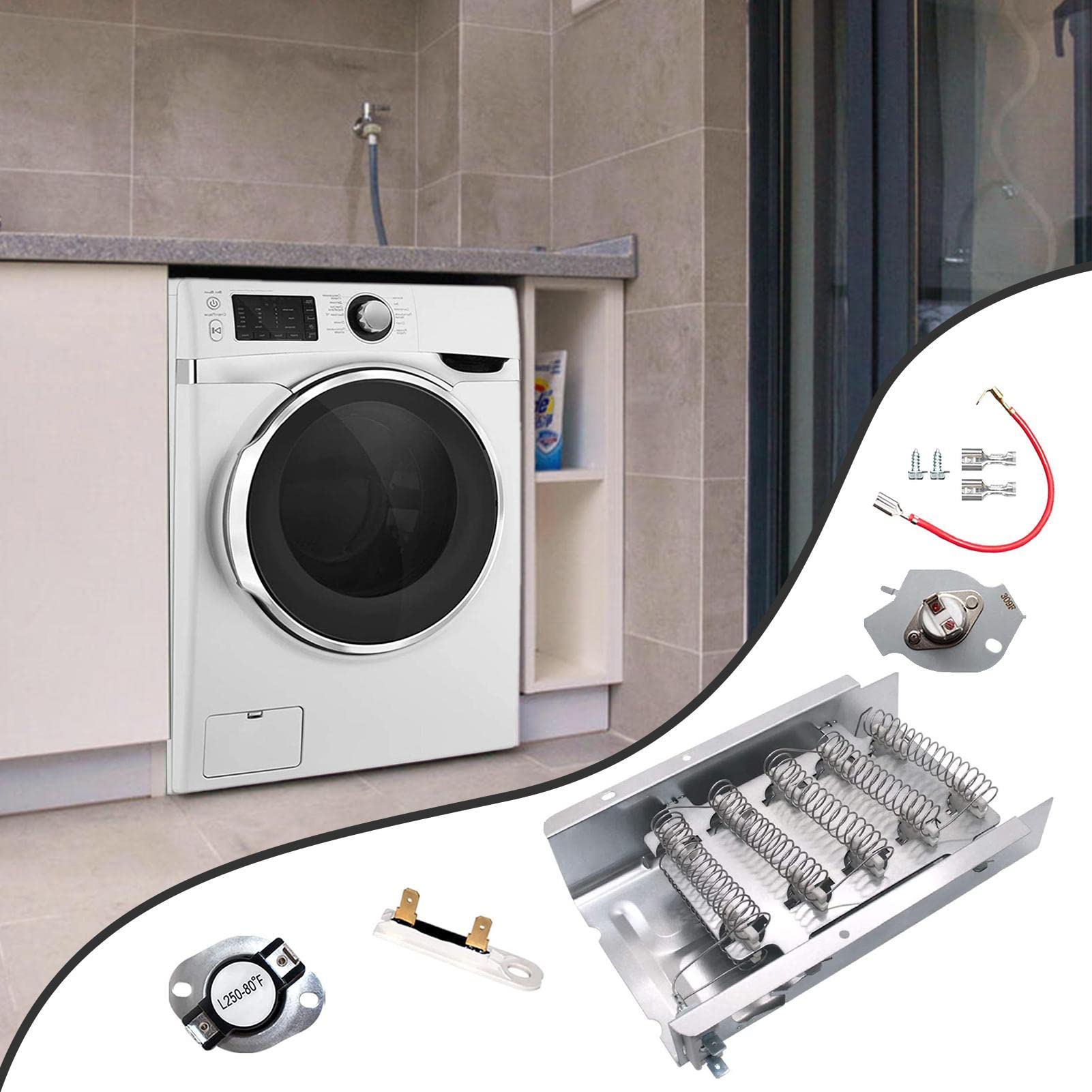 Elemento riscaldante per asciugatrice, elemento riscaldante,Kit termostato per la casa - Accessori per elementi riscaldanti ad asciugatura multifunzionale per casa, appartamento, hotel e centro | Termostato Riscaldamento Uniforme, Ampia Compatibilità Per