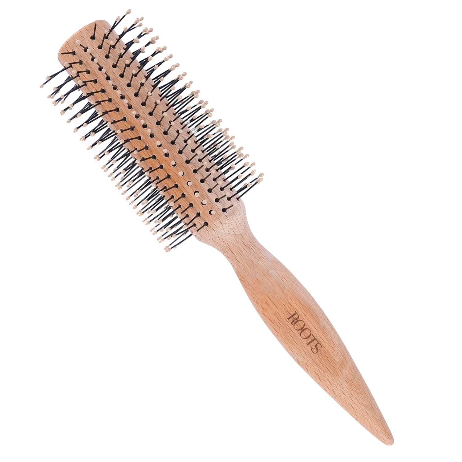 ROOTS Zero Tangle Round Hair Brush | Soft Tip Flexible Bristles | Prevent Scalp Scraping & Cuticle Damage | For All Hair Types | For Men & Women | Length – 8.8 Inch, Model No – TG11-W