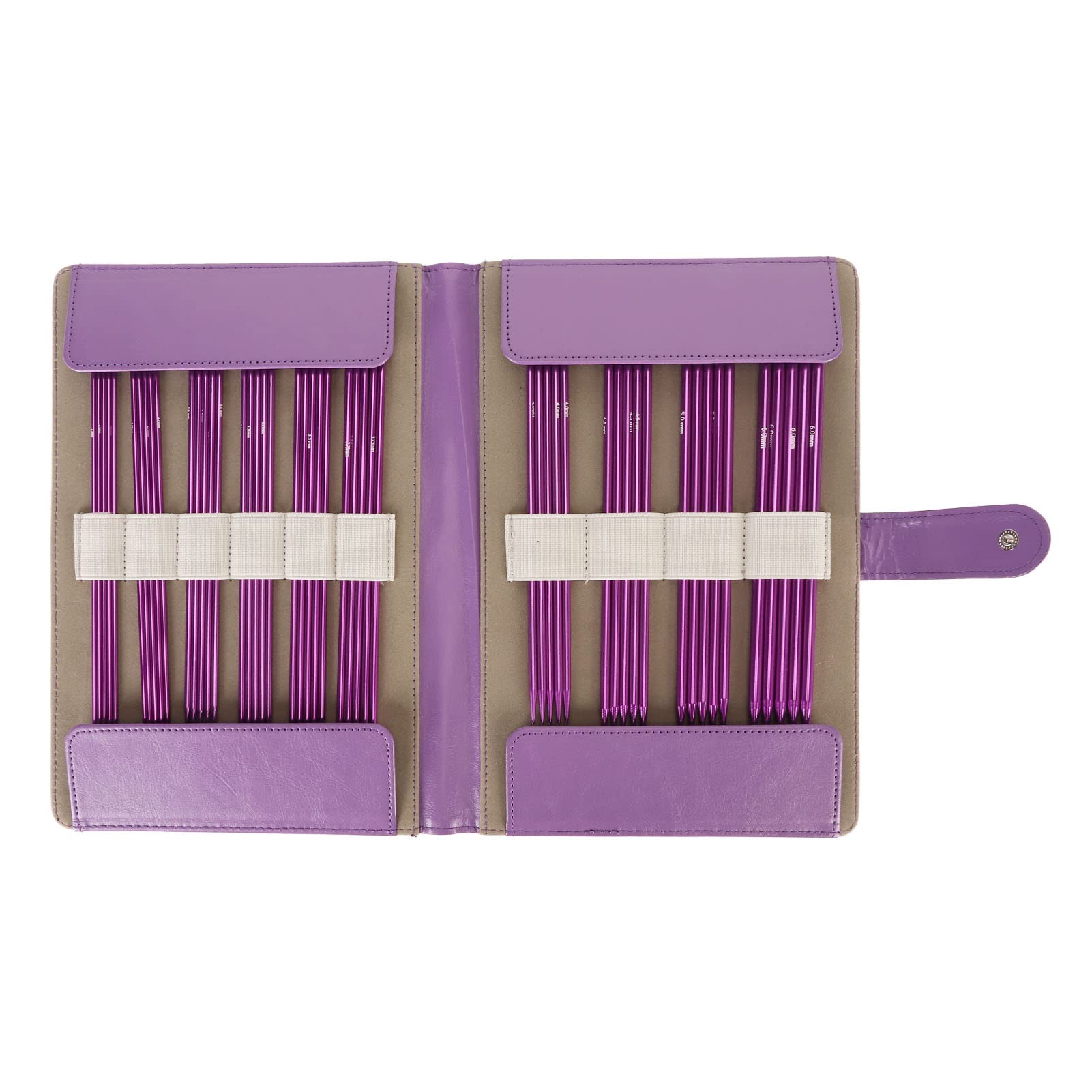 Tyenaza Ferri da Maglia da 50 Pezzi, Set di Ferri da Maglia Ergonomici in Metallo in Acciaio Inossidabile da 2,5 Mm-6 Mm con Borsa per Artigianato, Viola