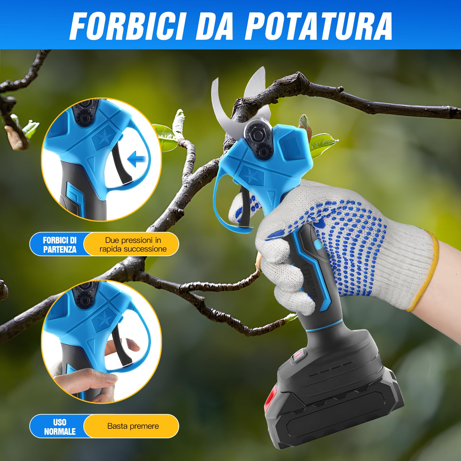 Coupe Branche Electrique,SéCateur éLectrique,Kit Tronconneuse A Batterie,2 Batterie 48v 2000mah,Viene Fornito Con Catena E Forbici.